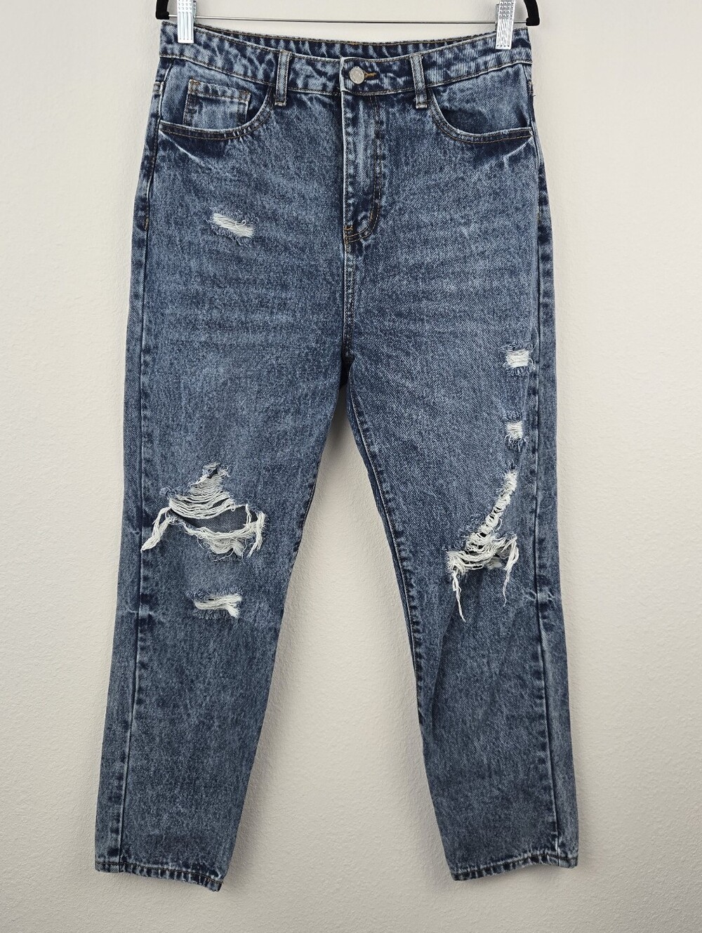 Distressed High Rise Fashion Jeans Wear
